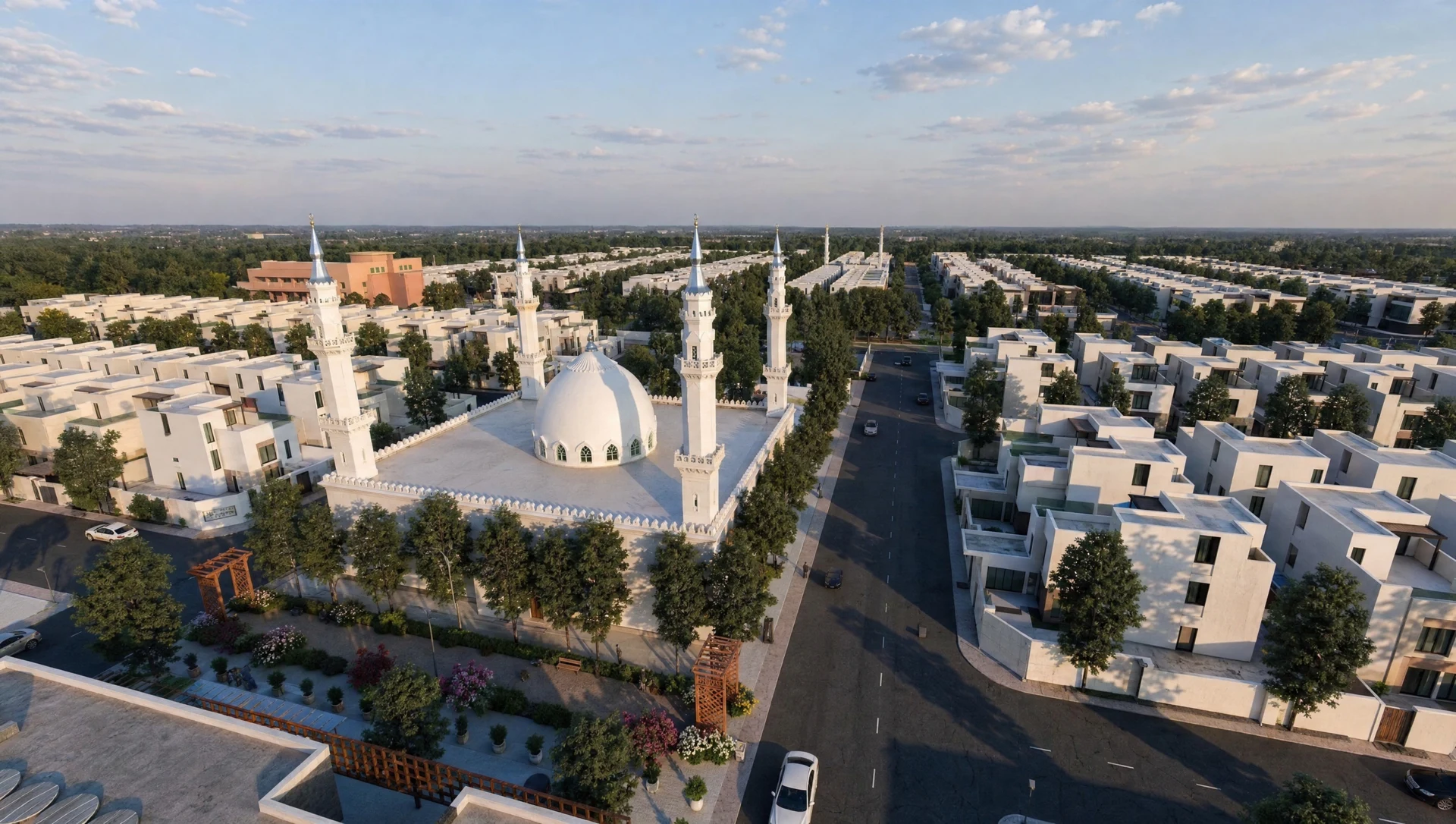 إطلالة على المسجد والنسيج السكني في أكنان الشرق